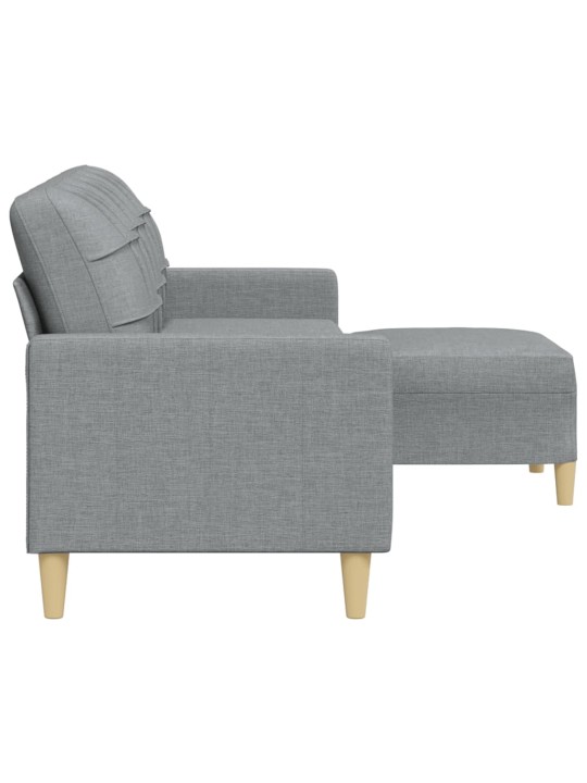 3místná pohovka s podnožkou světle šedá 210 cm textil