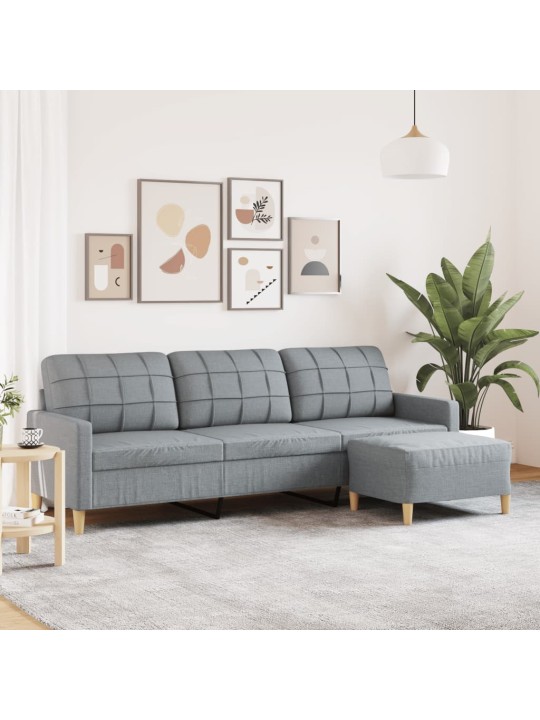 3místná pohovka s podnožkou světle šedá 210 cm textil
