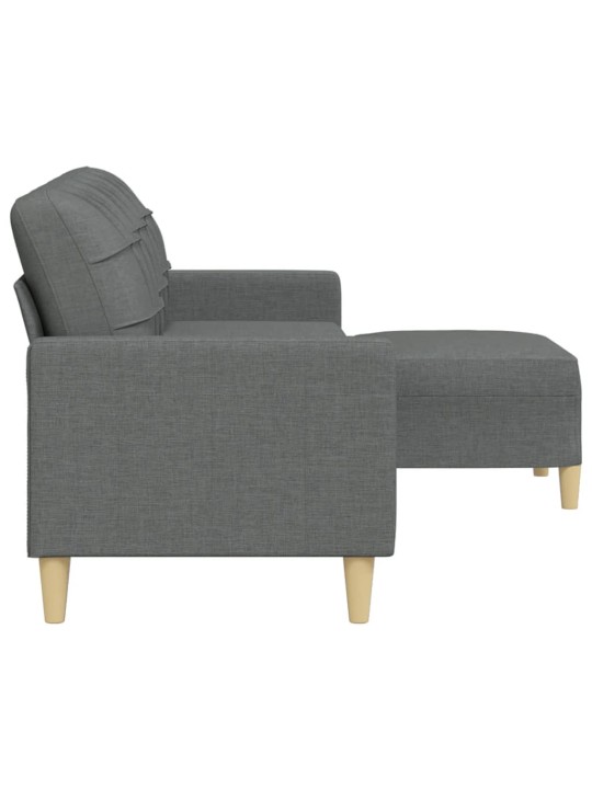 3místná pohovka s podnožkou tmavě šedá 210 cm textil