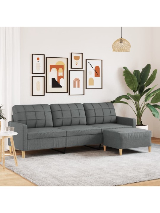 3místná pohovka s podnožkou tmavě šedá 210 cm textil