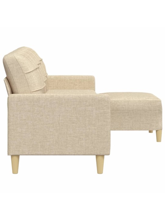 3místná pohovka s podnožkou krémová 210 cm textil
