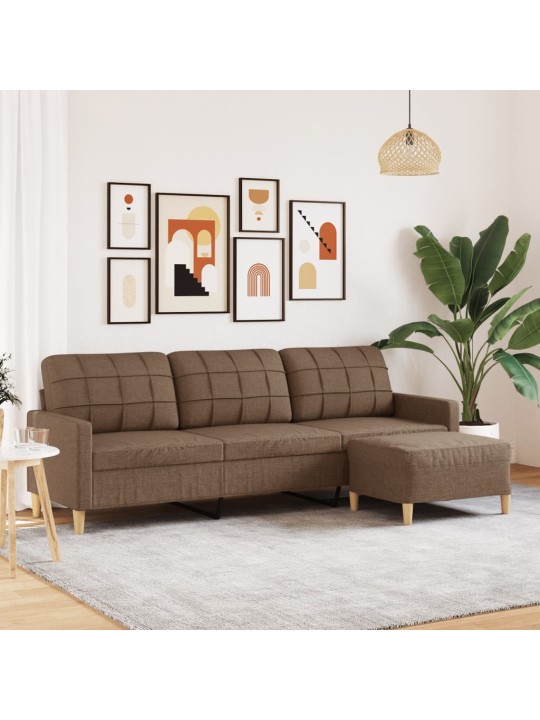 3místná pohovka s podnožkou hnědá 210 cm textil