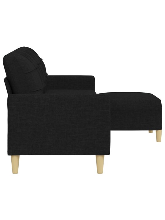 3místná pohovka s podnožkou černá 210 cm textil