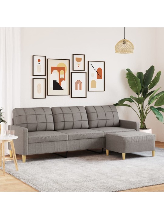 3místná pohovka s podnožkou taupe 210 cm textil