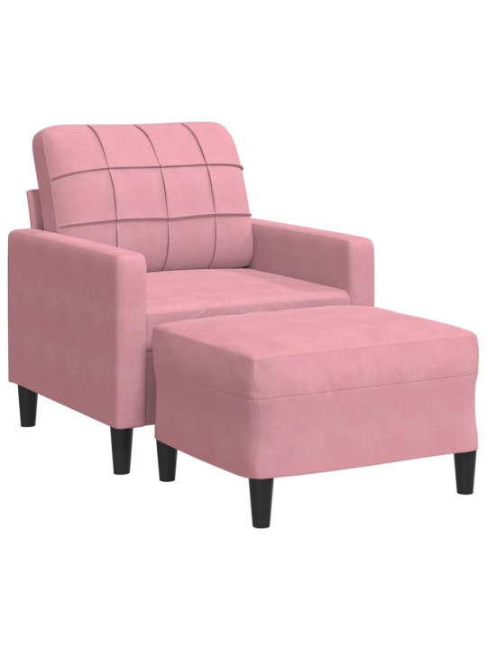 Křeslo s podnožkou růžová 60 cm samet