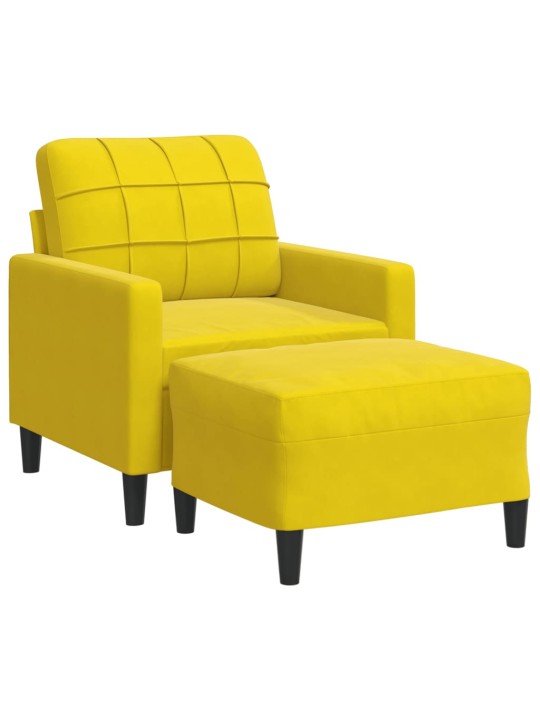 Křeslo s podnožkou žluté 60 cm samet