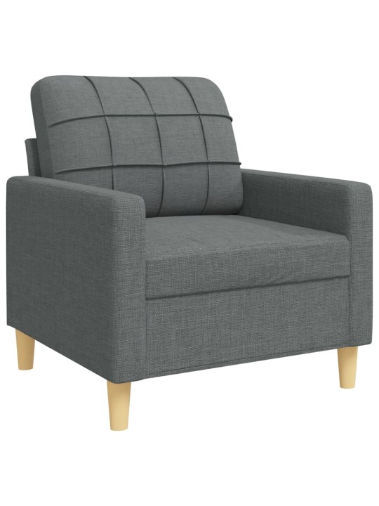 3dílná sedací souprava s polštáři tmavě šedá textil