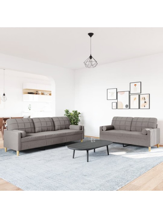 2dílná sedací souprava s polštáři taupe textil