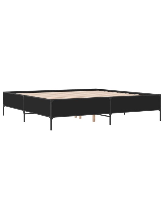 Rám postele černý 200 x 200 cm kompozitní dřevo a kov