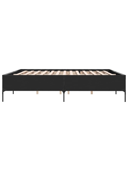Rám postele černý 200 x 200 cm kompozitní dřevo a kov