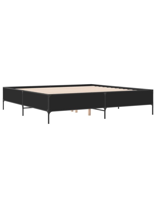 Rám postele černý 200 x 200 cm kompozitní dřevo a kov
