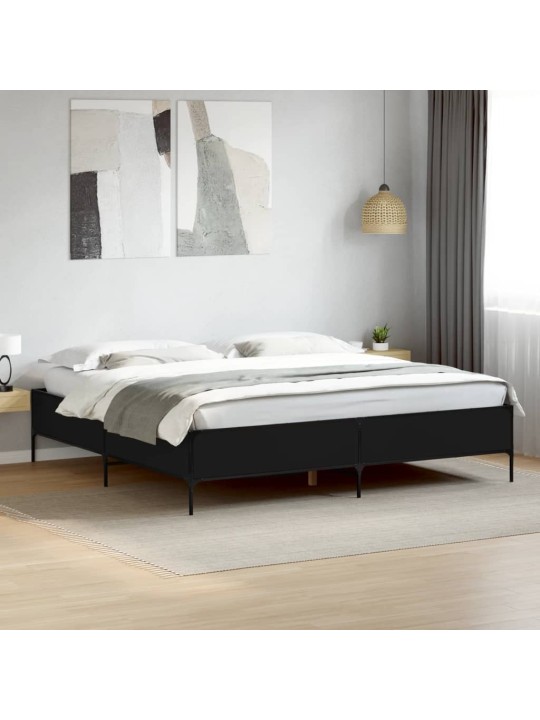 Rám postele černý 200 x 200 cm kompozitní dřevo a kov