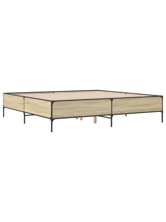 Rám postele dub sonoma 200 x 200 cm kompozitní dřevo a kov