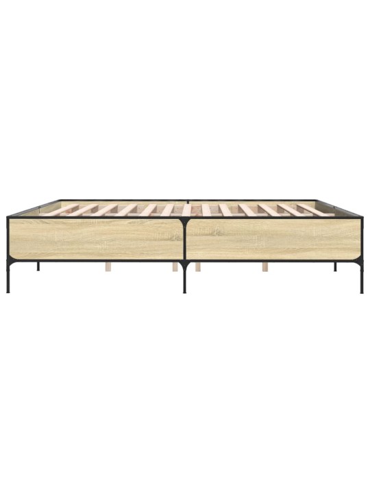 Rám postele dub sonoma 200 x 200 cm kompozitní dřevo a kov