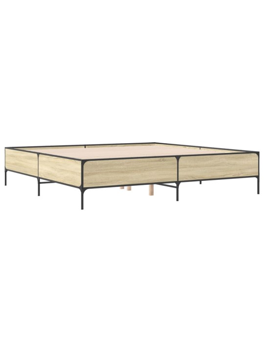 Rám postele dub sonoma 200 x 200 cm kompozitní dřevo a kov