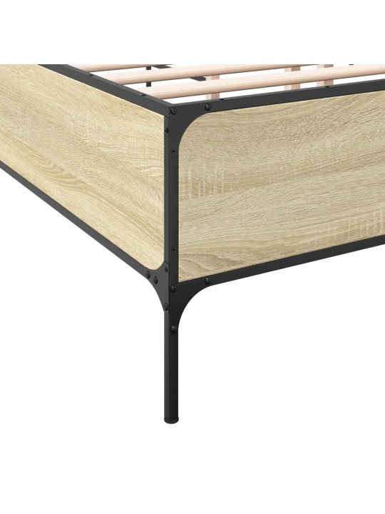Rám postele dub sonoma 200 x 200 cm kompozitní dřevo a kov