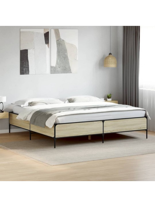 Rám postele dub sonoma 200 x 200 cm kompozitní dřevo a kov