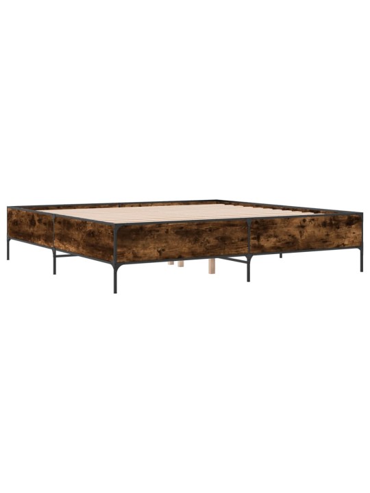 Rám postele kouřový dub 200 x 200 cm kompozitní dřevo a kov