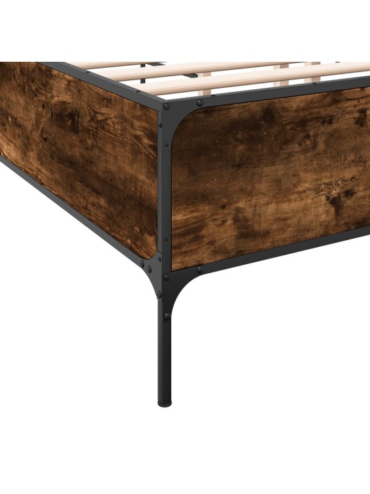 Rám postele kouřový dub 200 x 200 cm kompozitní dřevo a kov