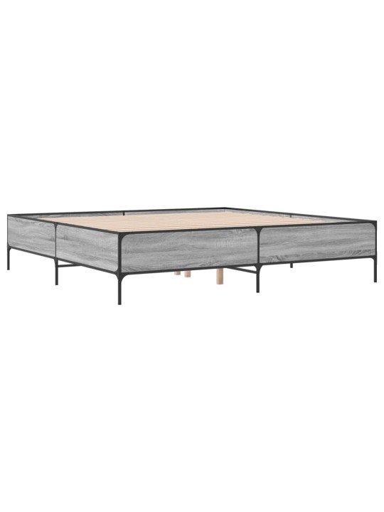 Rám postele šedý sonoma 200 x 200 cm kompozitní dřevo a kov
