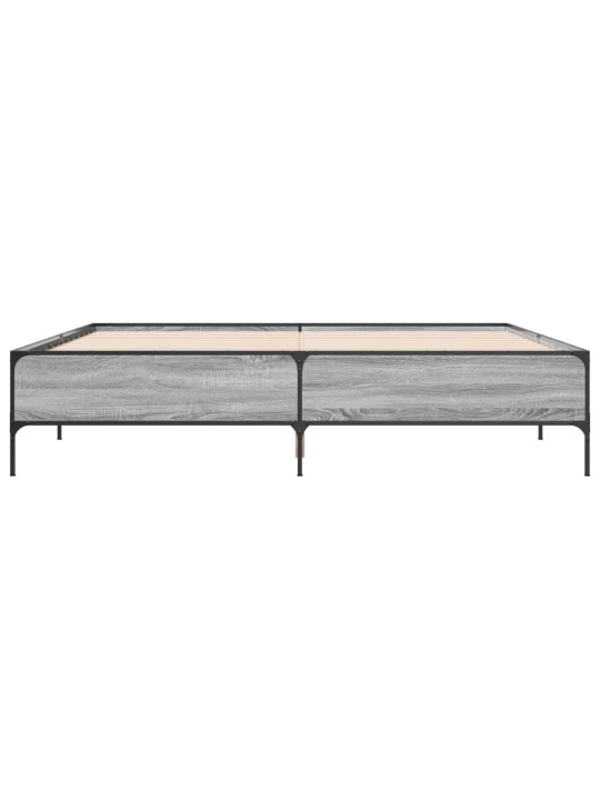 Rám postele šedý sonoma 200 x 200 cm kompozitní dřevo a kov