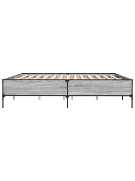 Rám postele šedý sonoma 200 x 200 cm kompozitní dřevo a kov