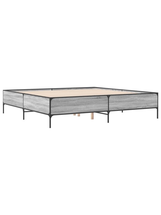 Rám postele šedý sonoma 200 x 200 cm kompozitní dřevo a kov
