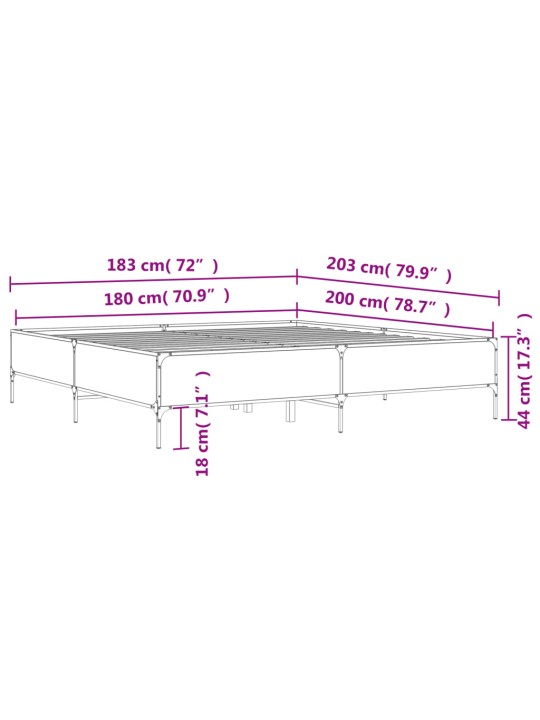 Rám postele černý 180 x 200 cm kompozitní dřevo a kov