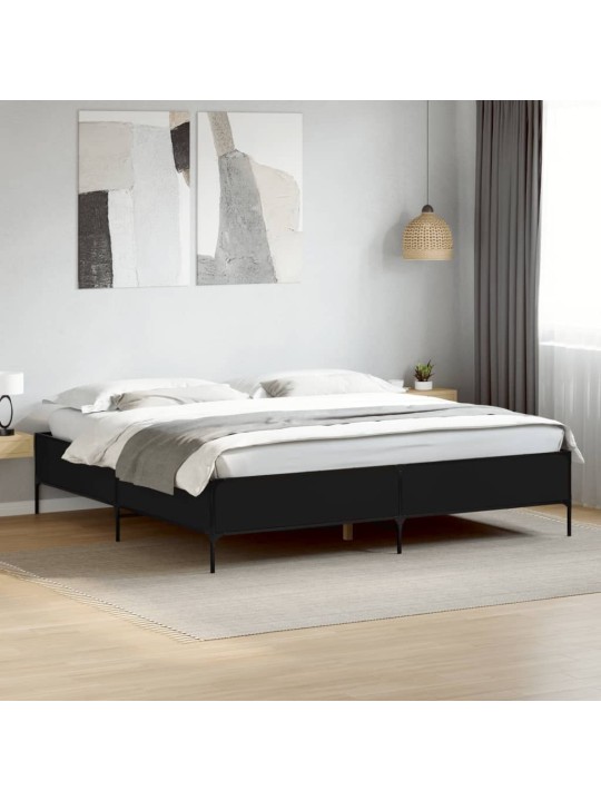 Rám postele černý 180 x 200 cm kompozitní dřevo a kov