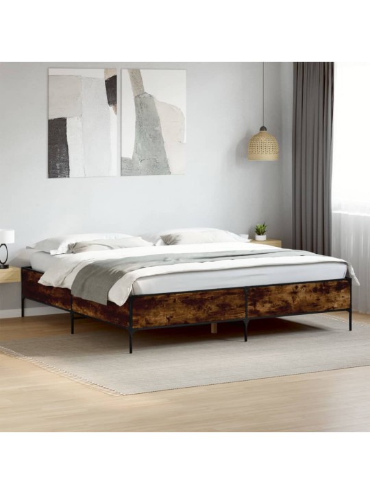 Rám postele kouřový dub 180 x 200 cm kompozitní dřevo a kov