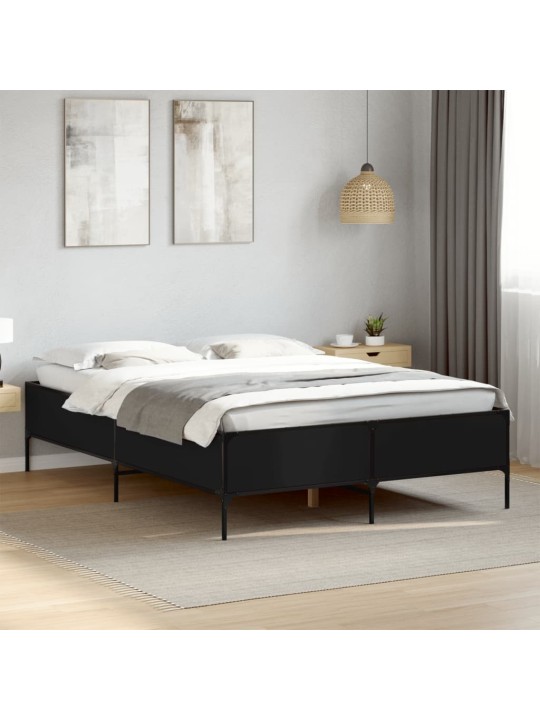 Rám postele černý 160 x 200 cm kompozitní dřevo a kov