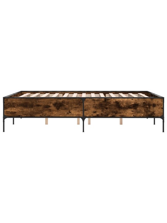 Rám postele kouřový dub 160 x 200 cm kompozitní dřevo a kov