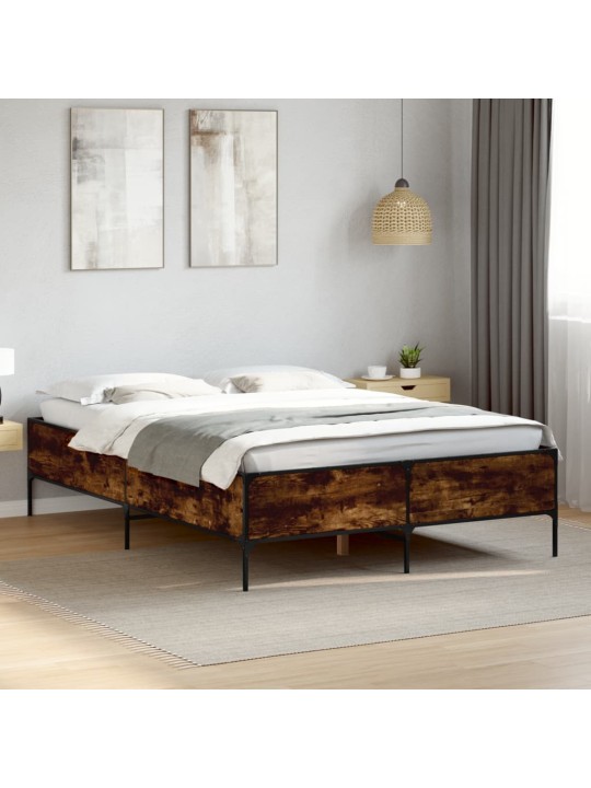 Rám postele kouřový dub 160 x 200 cm kompozitní dřevo a kov