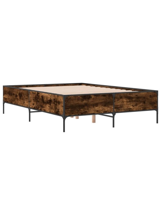 Rám postele kouřový dub 150 x 200 cm kompozitní dřevo a kov
