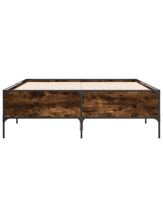 Rám postele kouřový dub 150 x 200 cm kompozitní dřevo a kov