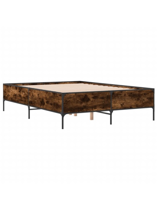 Rám postele kouřový dub 150 x 200 cm kompozitní dřevo a kov