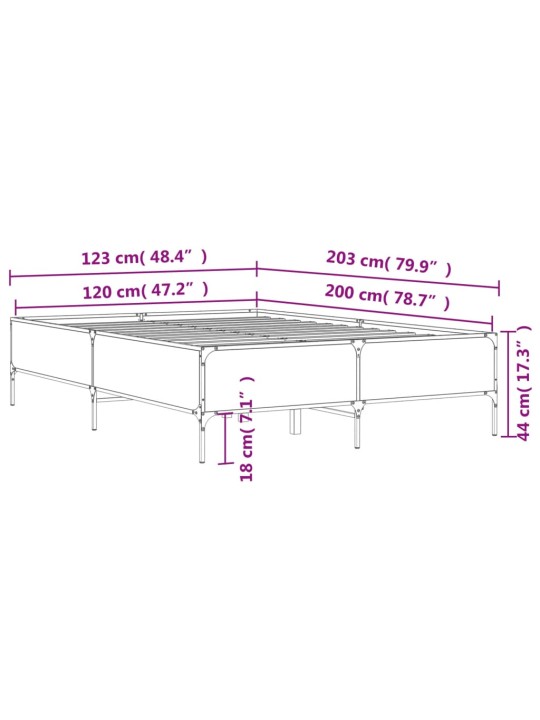 Rám postele černý 120 x 200 cm kompozitní dřevo a kov