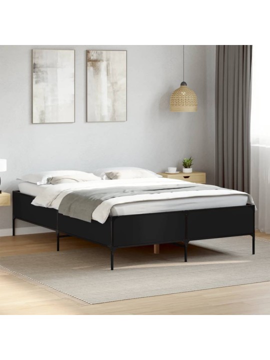 Rám postele černý 120 x 200 cm kompozitní dřevo a kov