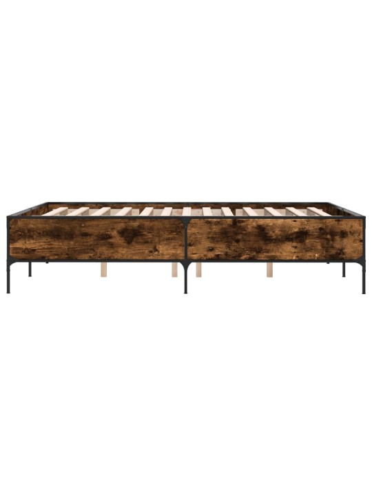Rám postele kouřový dub 140 x 190 cm kompozitní dřevo a kov