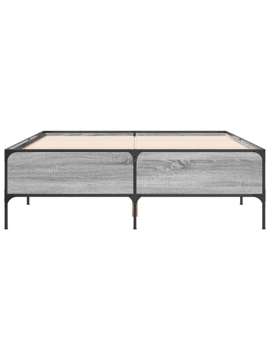Rám postele šedý sonoma 140 x 190 cm kompozitní dřevo a kov