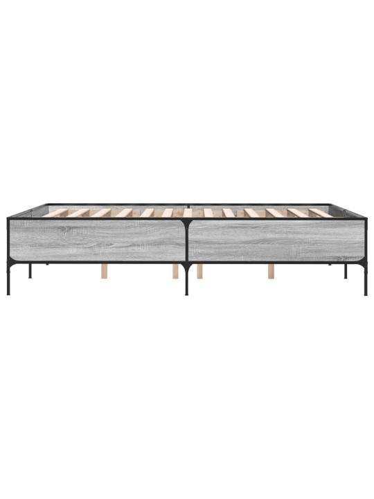 Rám postele šedý sonoma 140 x 190 cm kompozitní dřevo a kov