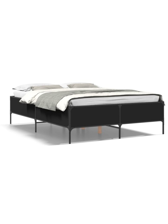 Rám postele černý 135 x 190 cm kompozitní dřevo a kov