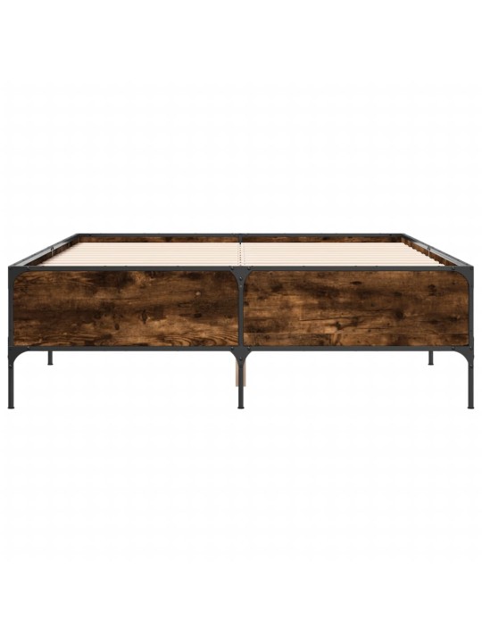Rám postele kouřový dub 135 x 190 cm kompozitní dřevo a kov