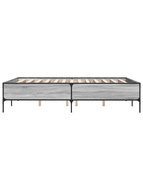 Rám postele šedý sonoma 135 x 190 cm kompozitní dřevo a kov