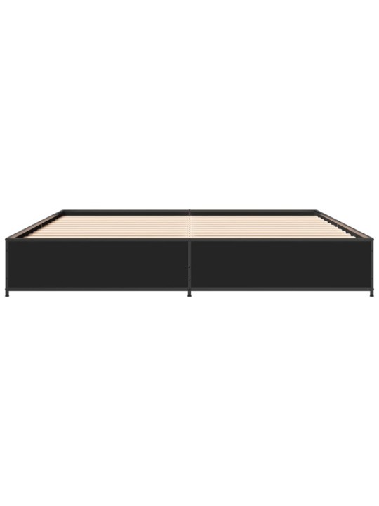 Rám postele černý 200 x 200 cm kompozitní dřevo a kov