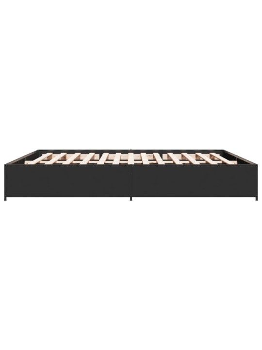 Rám postele černý 200 x 200 cm kompozitní dřevo a kov