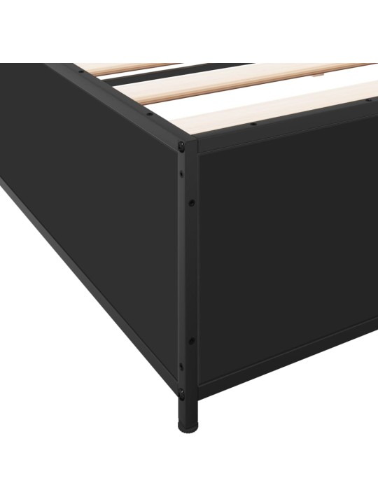 Rám postele černý 200 x 200 cm kompozitní dřevo a kov