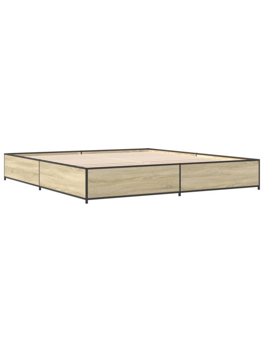 Rám postele dub sonoma 200 x 200 cm kompozitní dřevo a kov