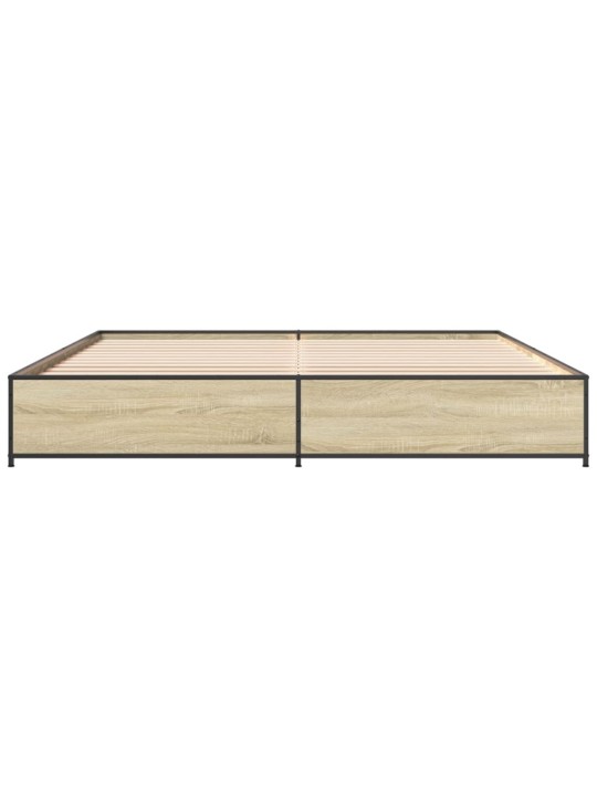Rám postele dub sonoma 200 x 200 cm kompozitní dřevo a kov