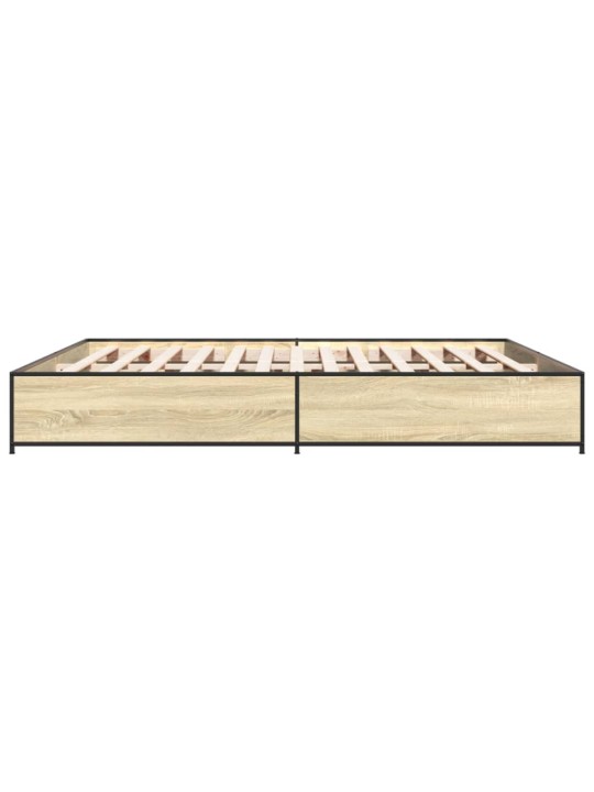 Rám postele dub sonoma 200 x 200 cm kompozitní dřevo a kov